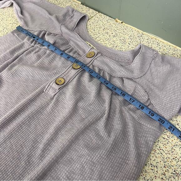 We The Free Must Have Henley Thermal Top Waffle Knit Purple Women's Size Small - Picture 6 of 8